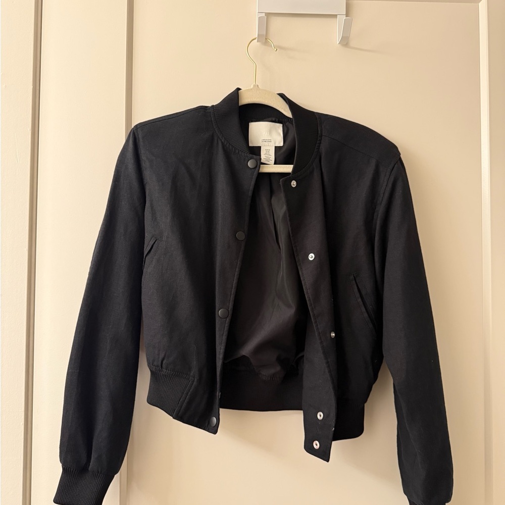 H&M Classic Black Bomber Jacket